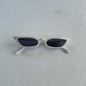 Slim Cat Eye White Sunglasses